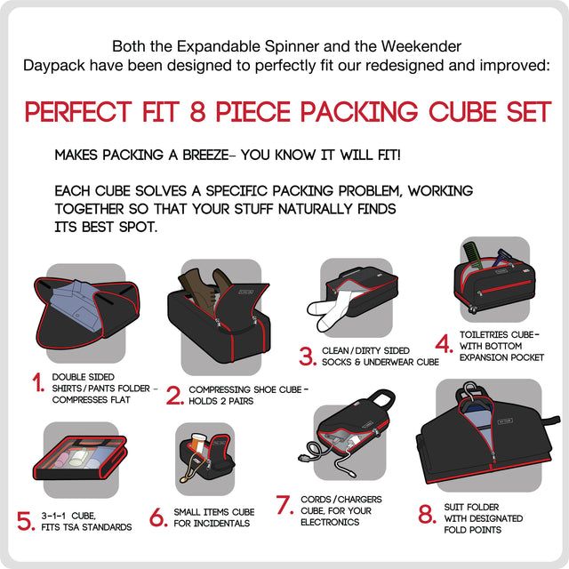 Onli Travel 8 Piece Perfect Fit Packing Cube Set